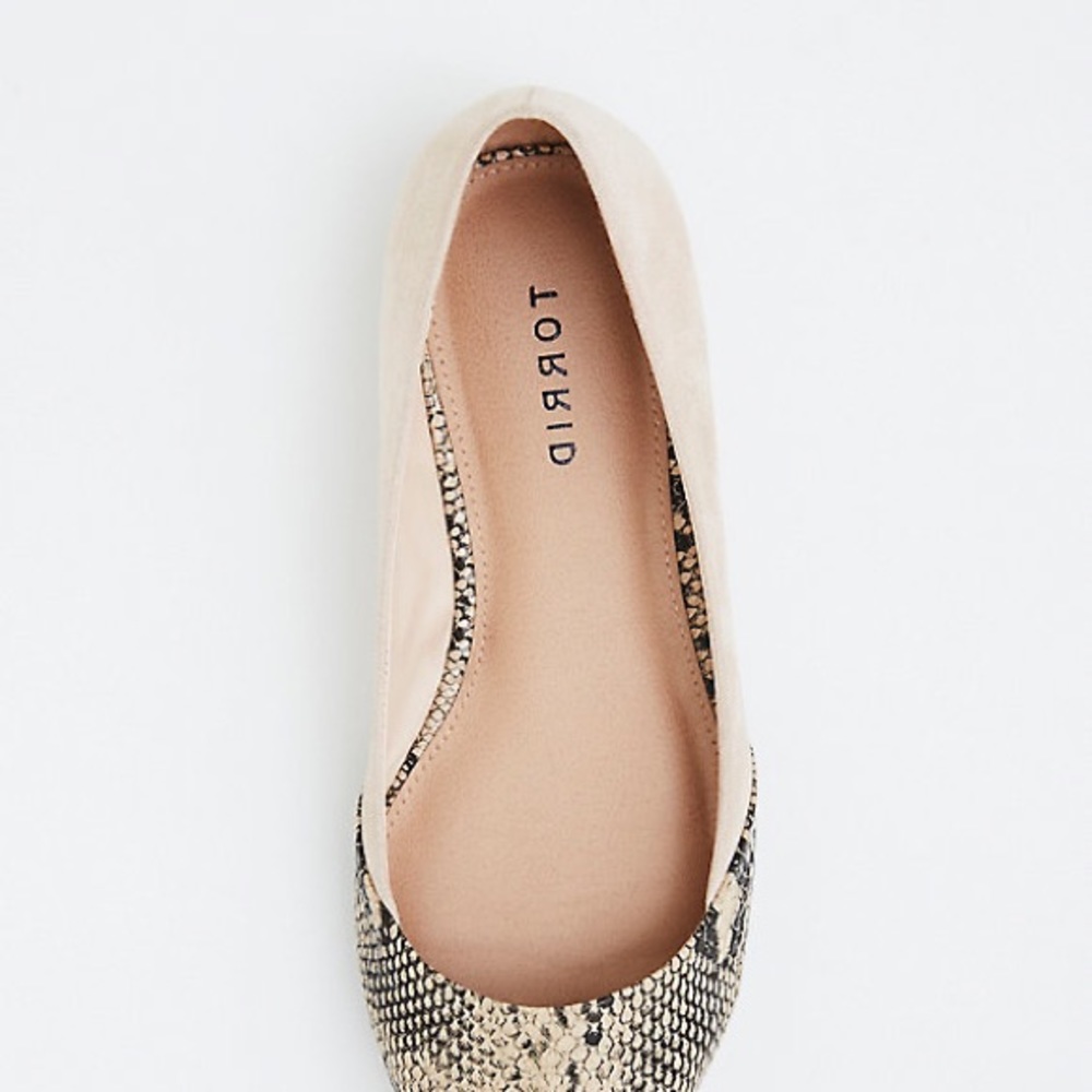 Nude Snakeskin Flats